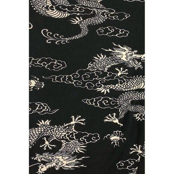 Large Dragon Printed Fit Leggings With Waist Band Detail - Picture 2 of 3